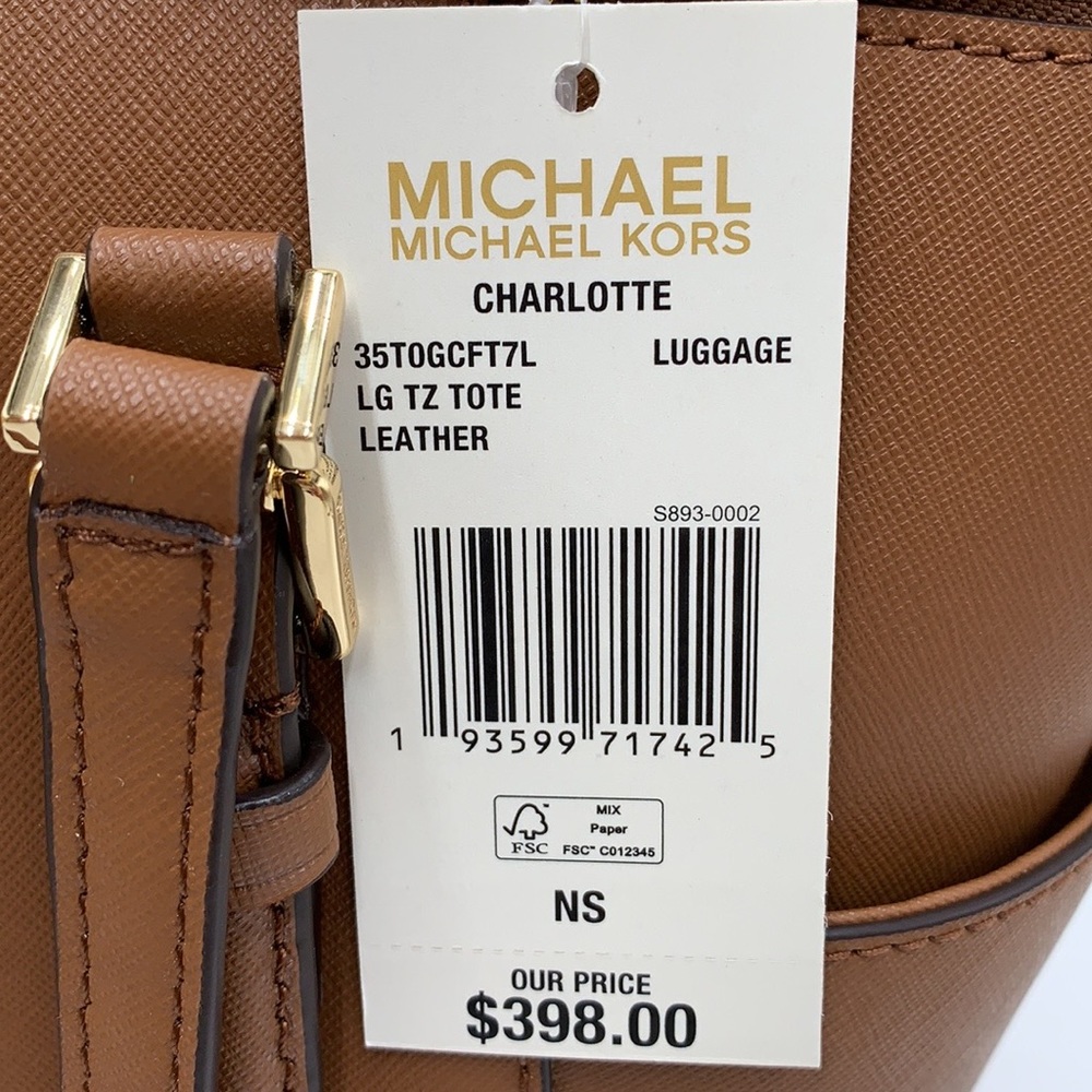 MICHAEL KORS Charlotte Large Leather Top-Zip Tote - Picture 16 of 16